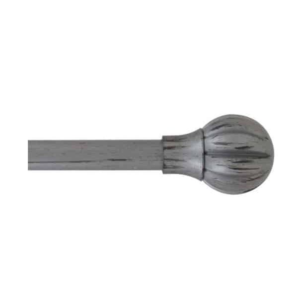 Kit tringle à rideaux extensible 210‑380 cm   ø19 mm argent/noir embout boule