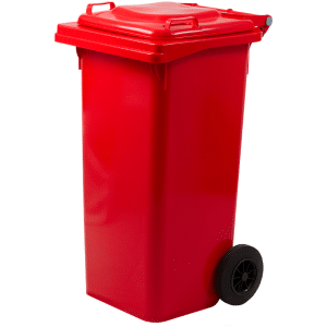Poubelle avec roue et pédale 120 l 55x50x94 cm rouge