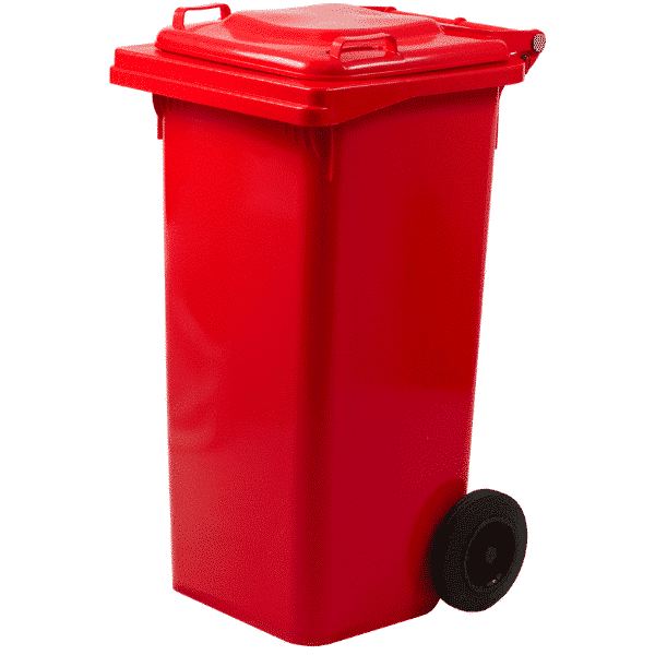 Poubelle avec roue et pédale 120 l 55x50x94 cm rouge