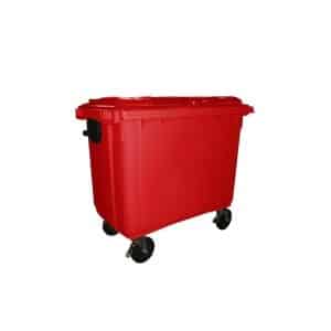 Poubelle à déchets  4 roulettes 660l rouge