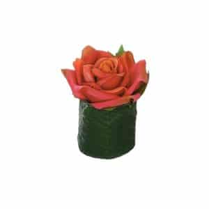 FLEUR ARTIFICIELLE EN POT ROSE ROUGE/ORANGE 8 CM