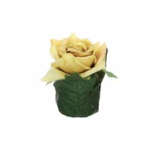 FLEUR ARTIFICIELLE EN POT ROSE JAUNE 8CM