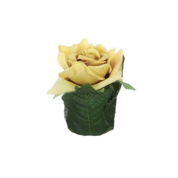 FLEUR ARTIFICIELLE EN POT ROSE JAUNE 8CM