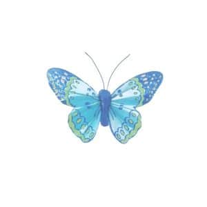 PAPILLON DECORATIF ON CLIP BLUE 9 5CM