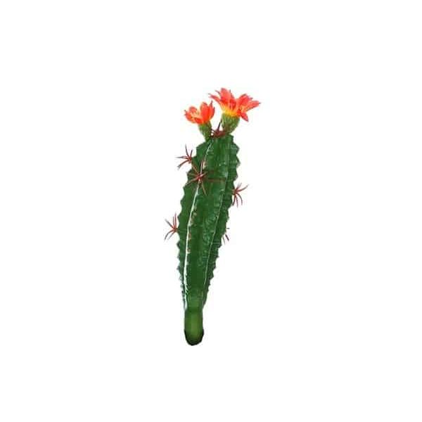 Plante Artifi Cactus Avec Fleur Orange/Vert 19Cm