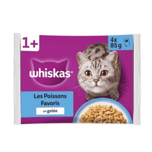 Sachet fraîcheur pour chat en gelée aux poissons  2 variétés 4x85g