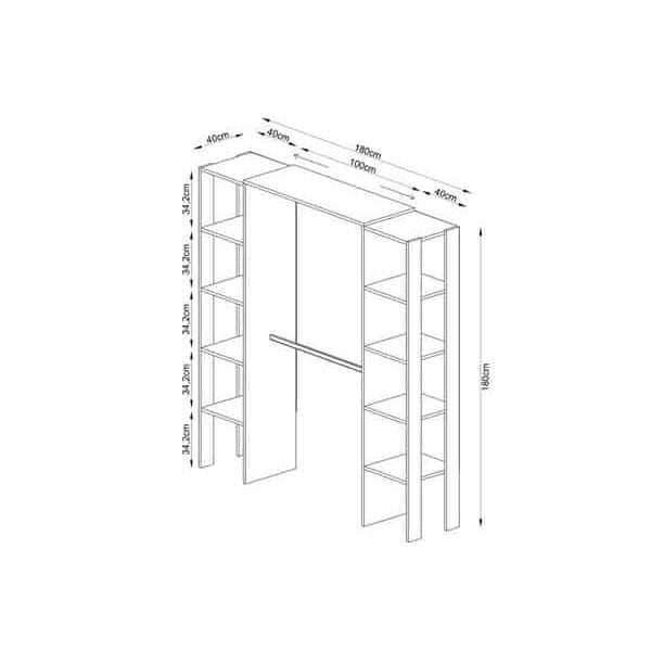 Dressing ouvert double penderie 180 x 182 x 40 cm