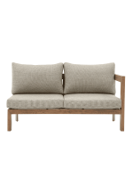 Salon de jardin SANTIAGO en aluminium effet bois coussins gris +Table carrée 97 × 97 × 68 cm – Image 3