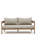 Salon de jardin BOSCO aluminium effet bois 4 places coussins taupe + table – Image 2