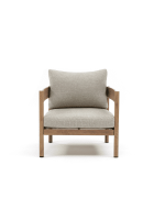 Salon de jardin BOSCO aluminium effet bois 4 places coussins taupe + table – Image 5