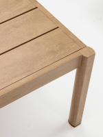 Salon de jardin BOSCO aluminium effet bois 4 places coussins taupe + table – Image 3