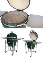 Barbecue Kamado bol en céramique 66cm couleur vert avec support sur roues – Image 2