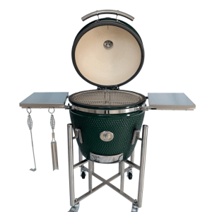 Barbecue Kamado bol en céramique 66cm couleur vert avec support sur roues