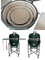 Barbecue Kamado bol en céramique 56cm couleur vert avec support sur roues – Image 3