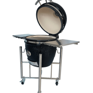 Barbecue Kamado bol en céramique 56cm couleur noir avec support sur roues