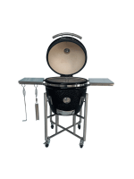 Barbecue Kamado bol en céramique 66cm couleur noir avec support sur roues