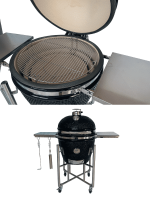 Barbecue Kamado bol en céramique 66cm couleur noir avec support sur roues – Image 2