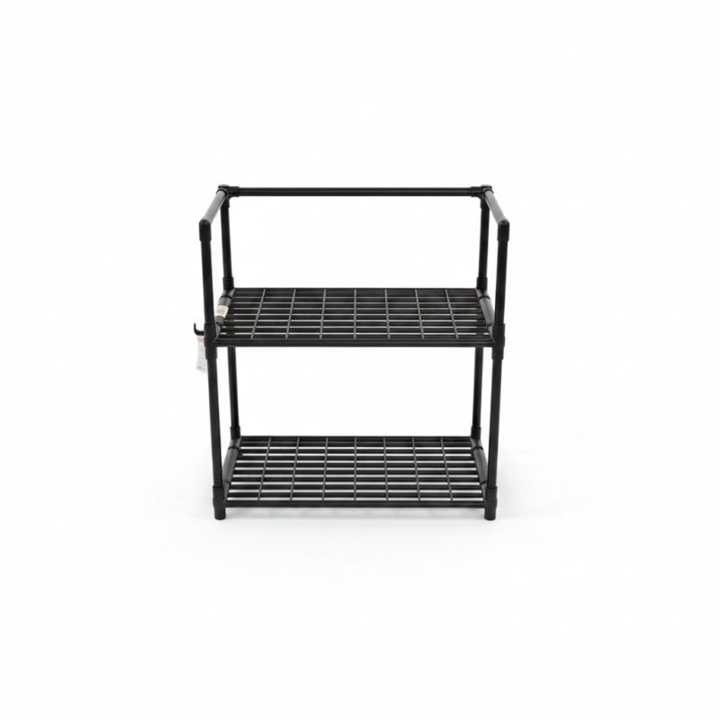 Étagère de Cuisine 2 Niveaux PVC Noir 48x26x49cm
