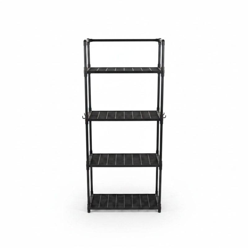 Étagère Multifonction Noire 4 Niveaux 48x26x113 cm