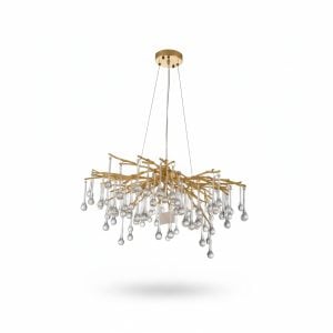 Suspension Brillance Aluminium/Crystal G9 220V Doré