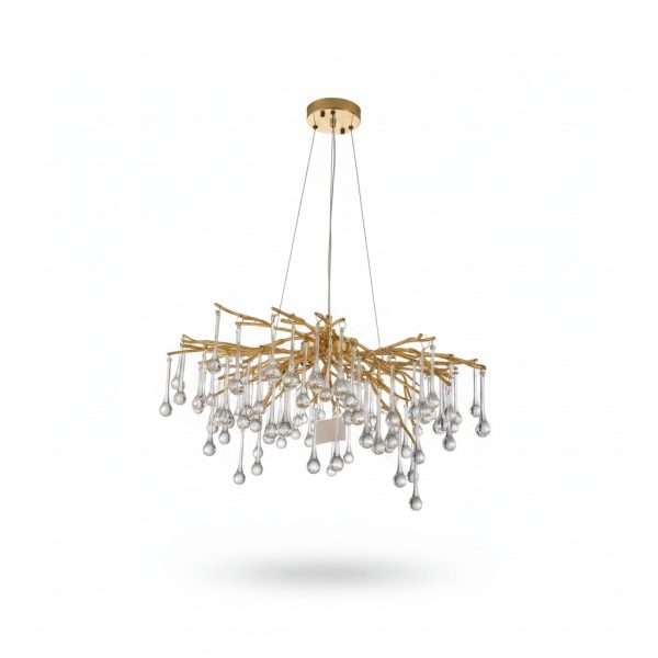 Suspension Brillance Aluminium/Crystal G9 220V Doré