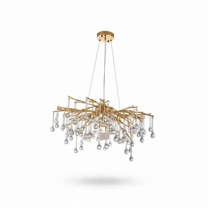 9728561 Suspension Brillance Aluminium/Crystal G9 220V Doré
