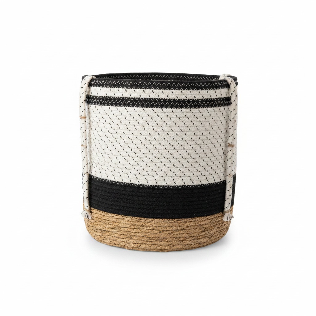 PANIER ROND EN CORDE DE PAILLE 36*38 CM - Mr.Bricolage Maroc