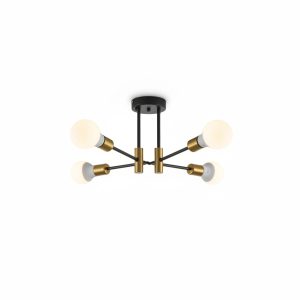 Suspension Riga 6 Lampes Métal Noir et Doré 220V