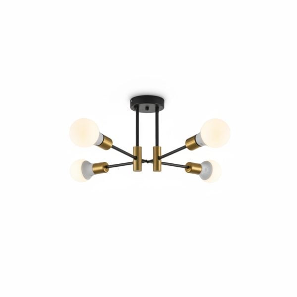 Suspension Riga 6 Lampes Métal Noir et Doré 220V