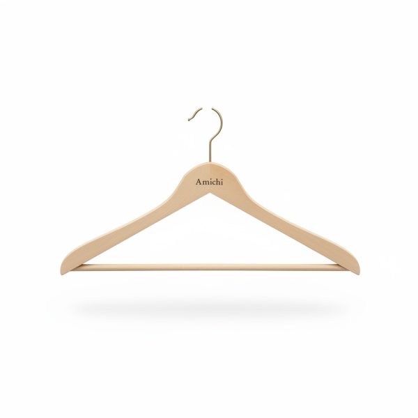 Cintre en Bois Amichi avec Barre Pantalon Antidérapante