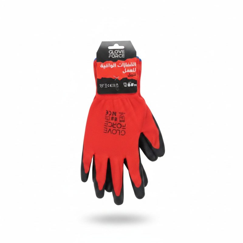 Gants de protection nitrile Rouge/Noir T.8 Glove Force