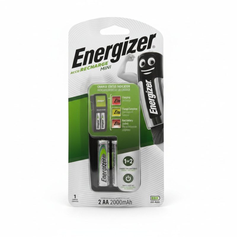 Chargeur de Piles Accu Recharge Mini Energizer + 2 Piles AA