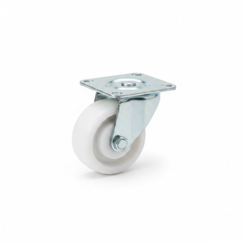 Roue fixe blanche D40 mm sans frein pour meuble