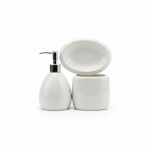 Set 3 Accessoires Salle de Bain Céramique Blanc Truly Home