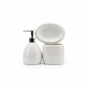 Set 3 Accessoires Salle de Bain Céramique Blanc Truly Home