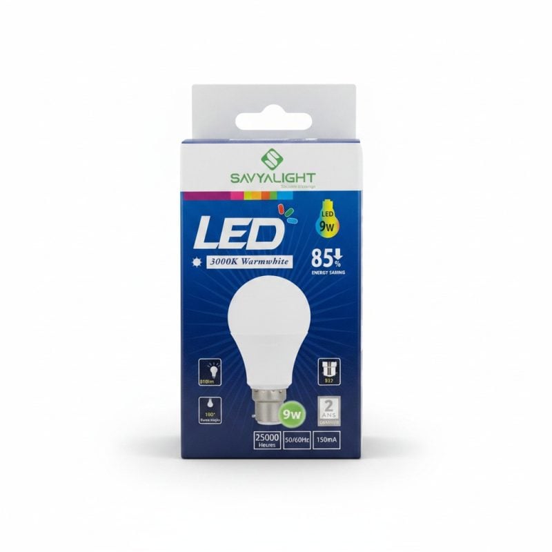 Ampoule LED A60 B22 9W 3000K Savvyalight