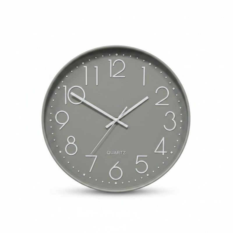 Horloge Murale Ronde Grise D50 cm Design Moderne
