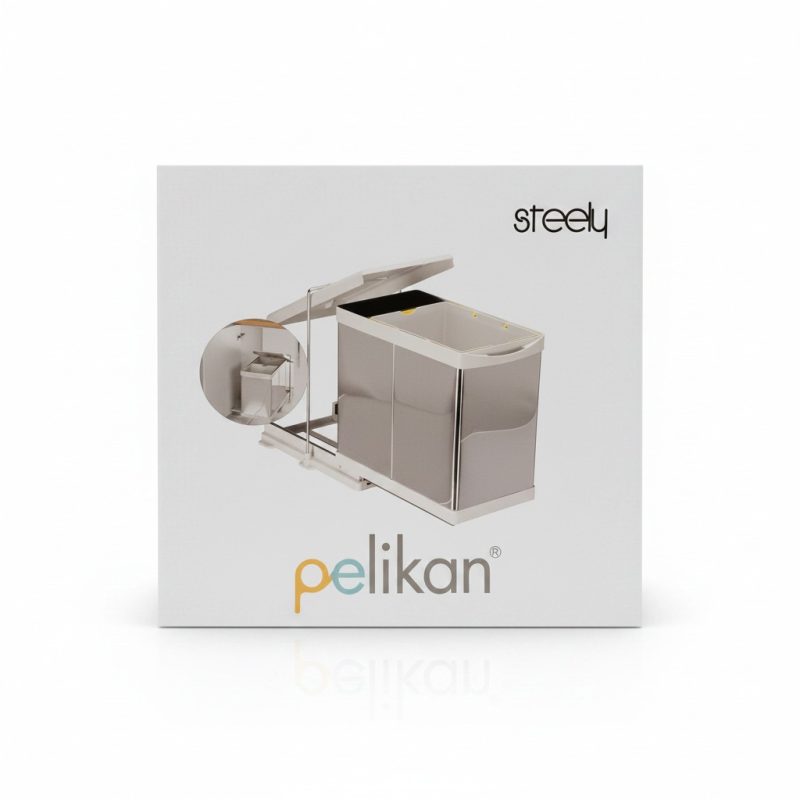 9738101 Poubelle Coulissante 21L (20+1L) Steely Pelikan