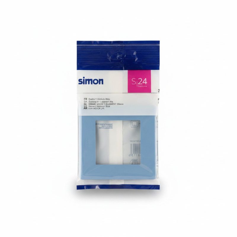 Plaque simple bleue Simon S24 Harmonie pour appareillage