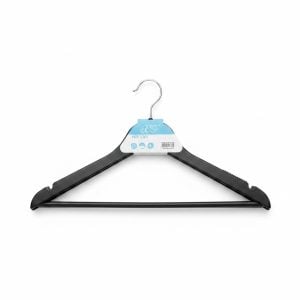 Lot de Cintres en Plastique Noir avec Barre Pantalon