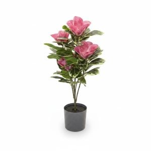 Plante Artificielle Magnolia Rose en Pot Gris