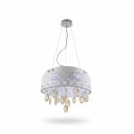 Suspension Lustre Medicis en Métal Blanc et Cristal avec LED