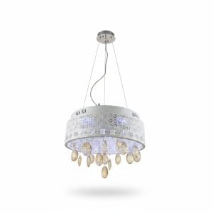 Suspension Lustre Medicis en Métal Blanc et Cristal avec LED