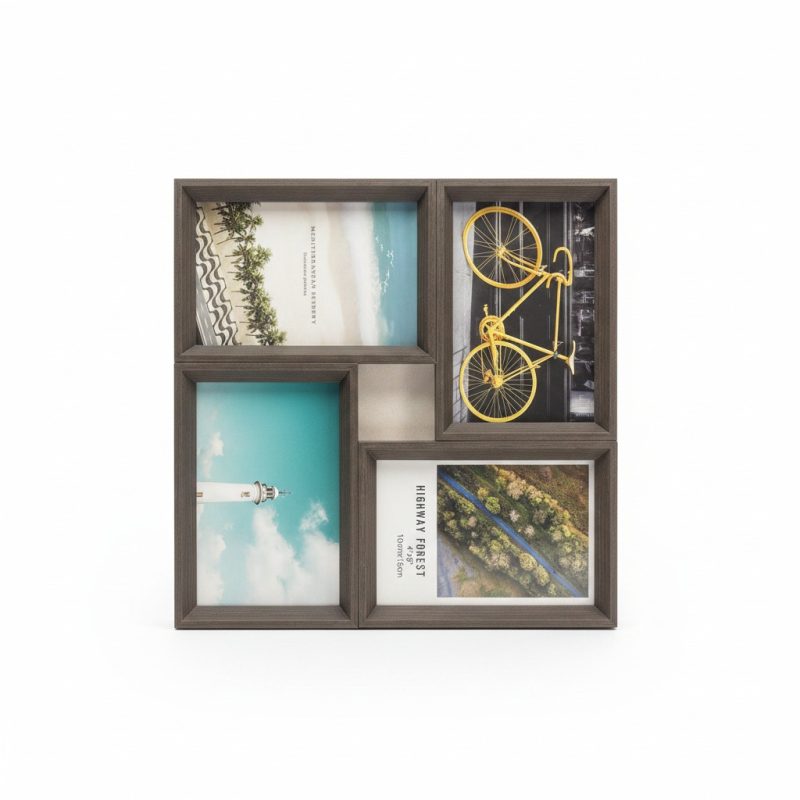 Cadre photo multiple 5 vues 10x15 cm en MDF gris