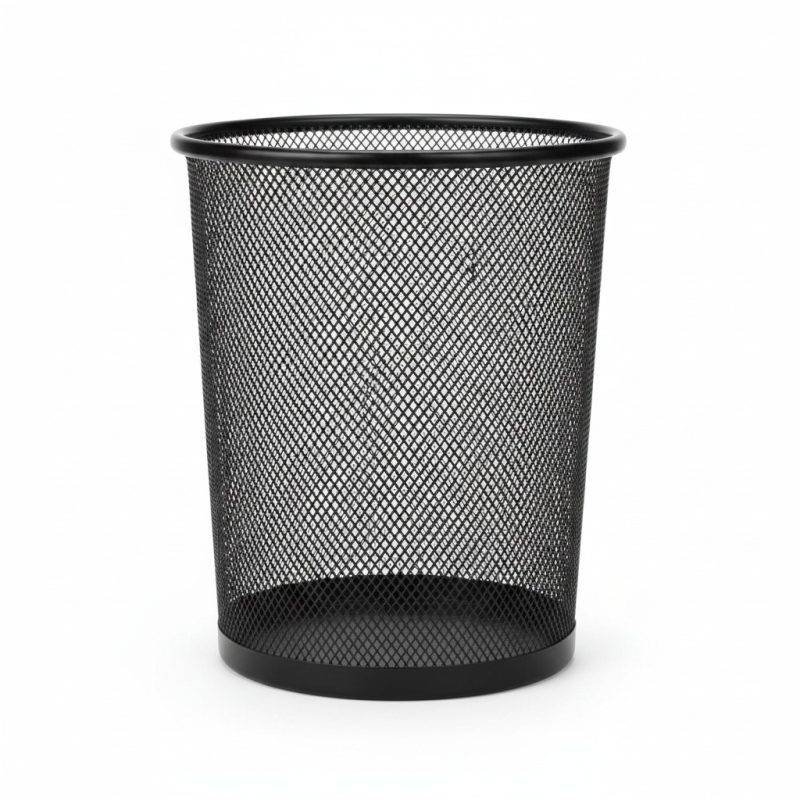 Poubelle Corbeille en Métal Noir pour Salle de Bain