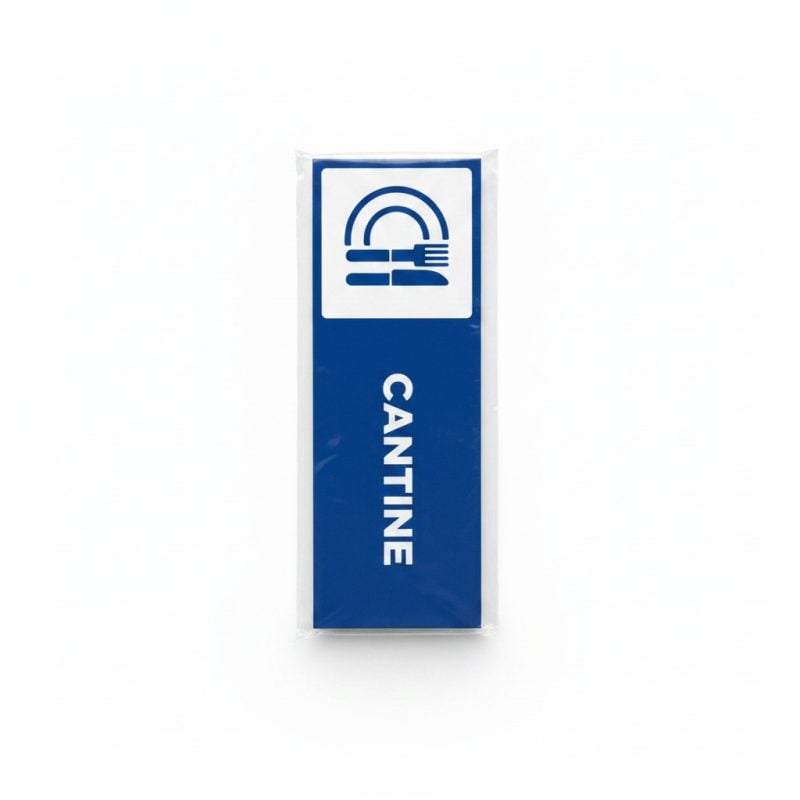 Plaque de Signalisation Cantine Pictogramme Bleu et Blanc