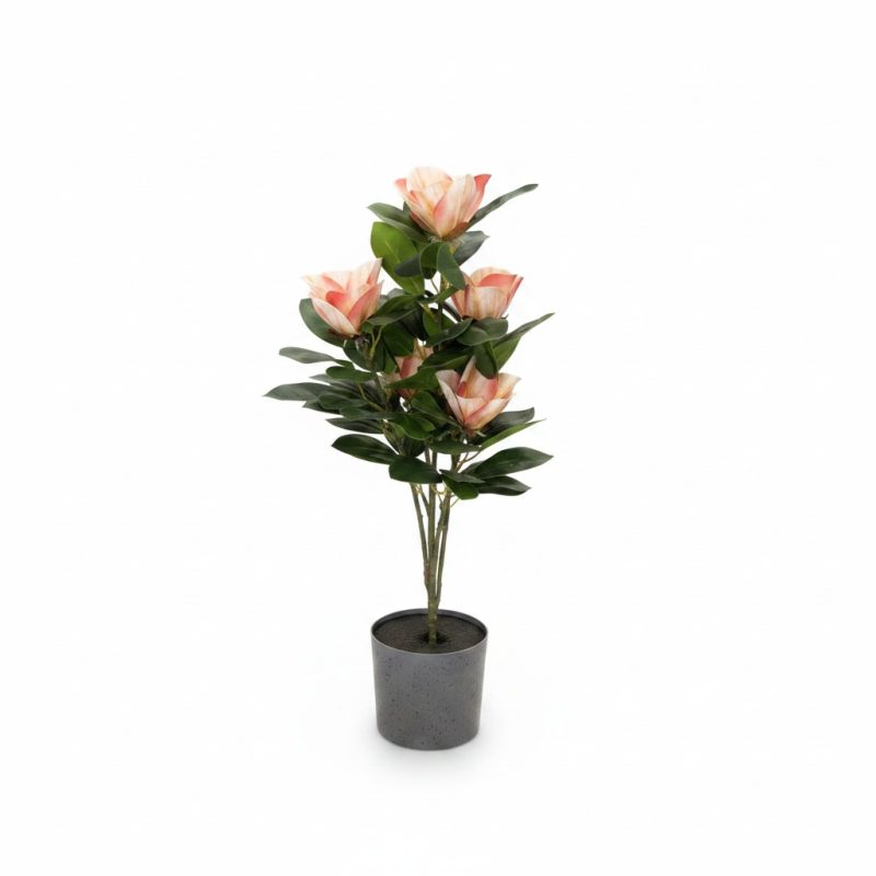 Plante Artificielle Magnolia à Fleurs Roses en Pot