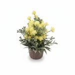 Plante artificielle jaune en pot décoratif cannelé