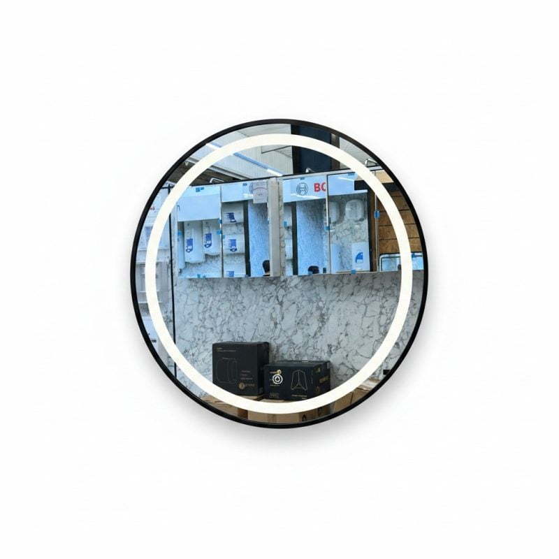 Miroir LED Rond 60 cm Noir pour Salle de Bain
