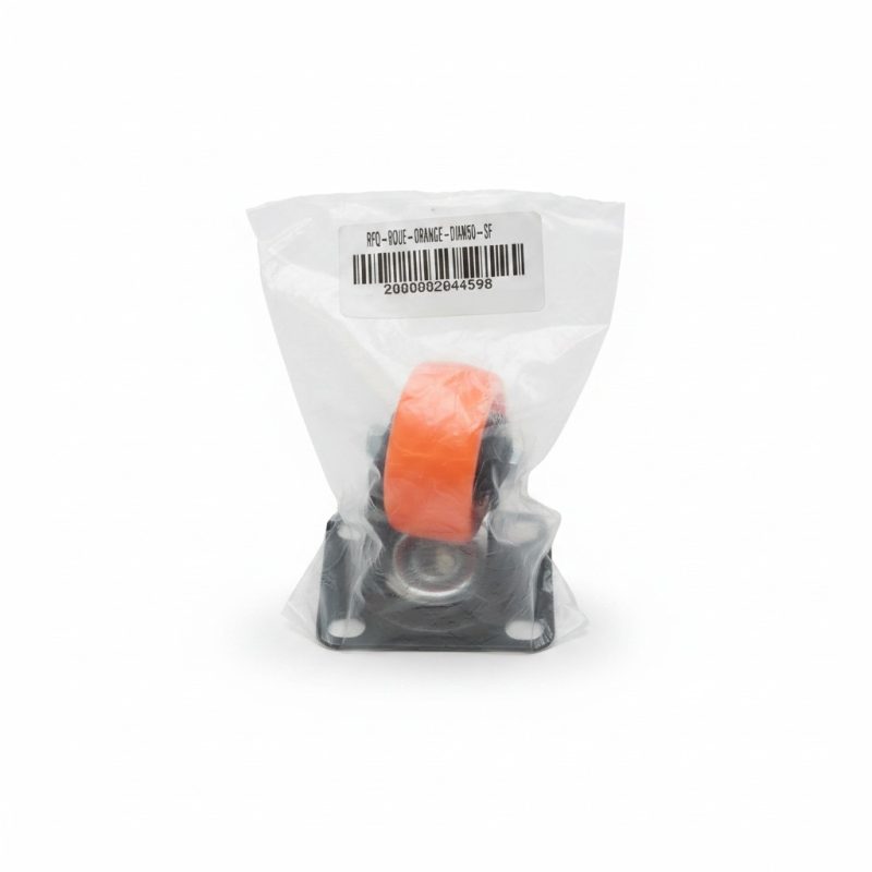 Roue pivotante orange D50 mm sans frein pour meuble